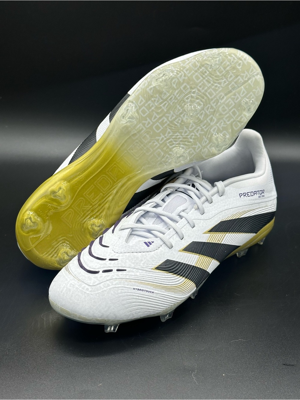 Adidas Predator Elite Firm Ground Soccer Cleats Big Kid White/Gold Size 5 JI1180